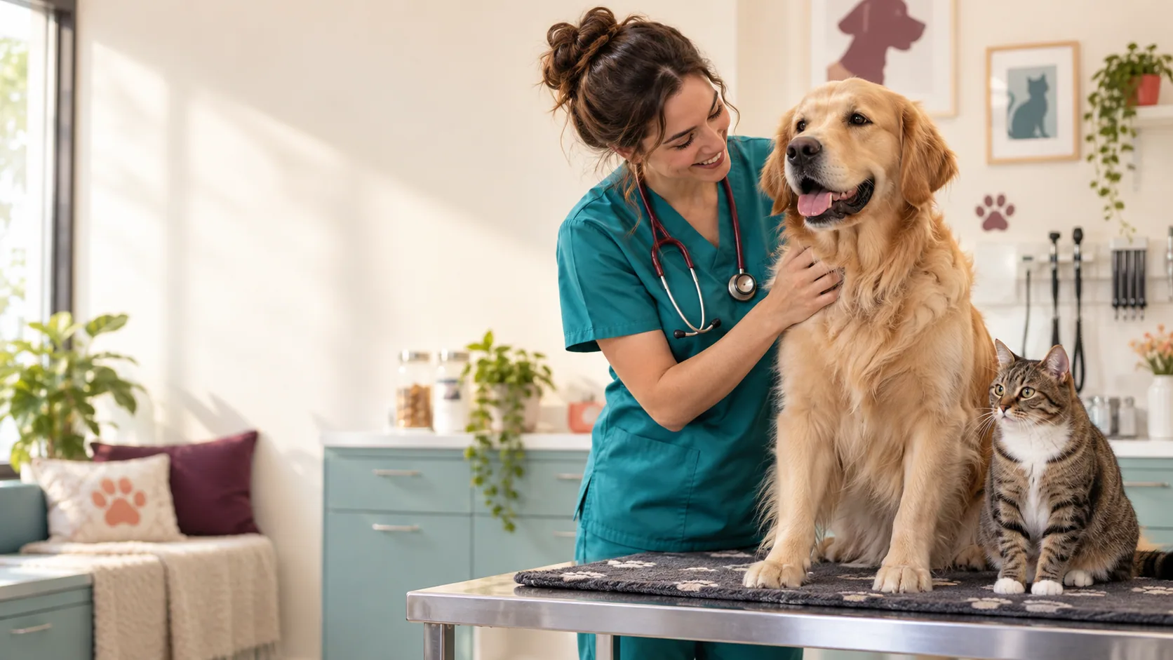 Cuidado veterinário editorial ilustrativo
