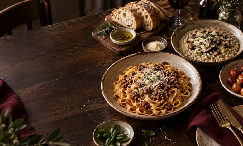 Mesa italiana editorial inspirada em receitas de família